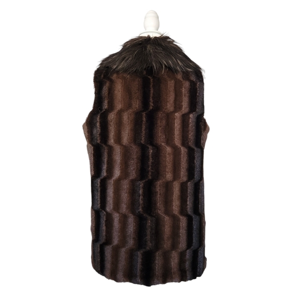 Adrienne Landau Brown Faux Fur Vest Womens Size M Vintage 90s - Picture 8 of 14